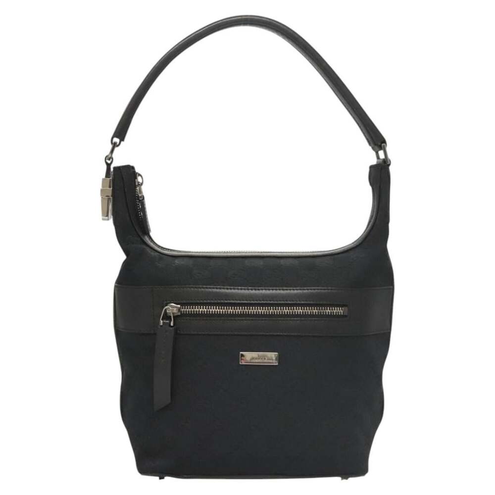 Gucci GG Canvas Shoulder Bag Black 001 Suede